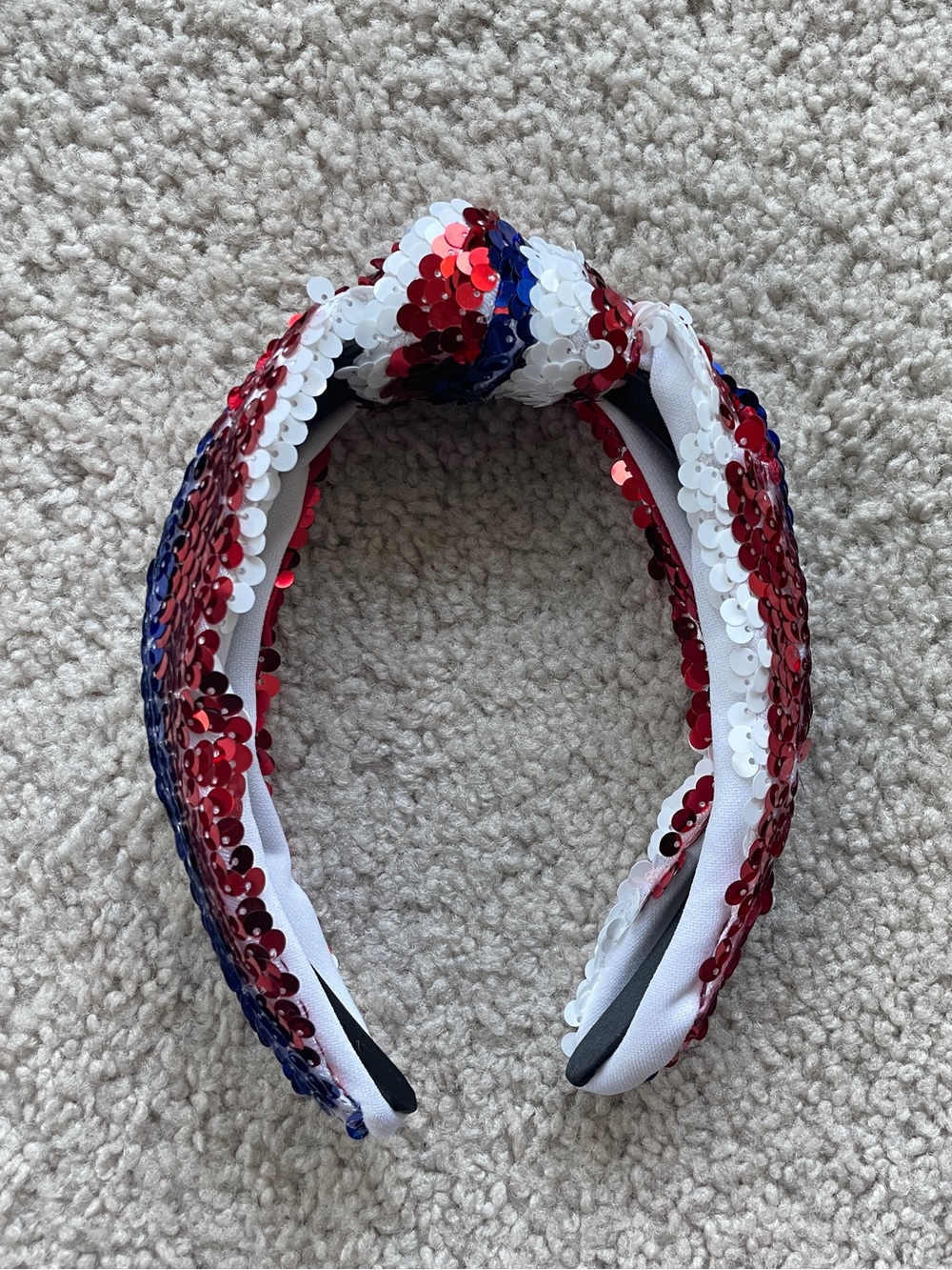 Sequin Knotted Headband in Red White & Blue - Patriotic USA Fourth of July - Picture 4 of 11